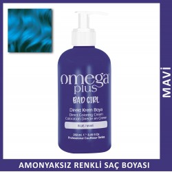 Omega Plus Bad Girl Mavi Amonyaksız Renkli Saç Boyası 250ML